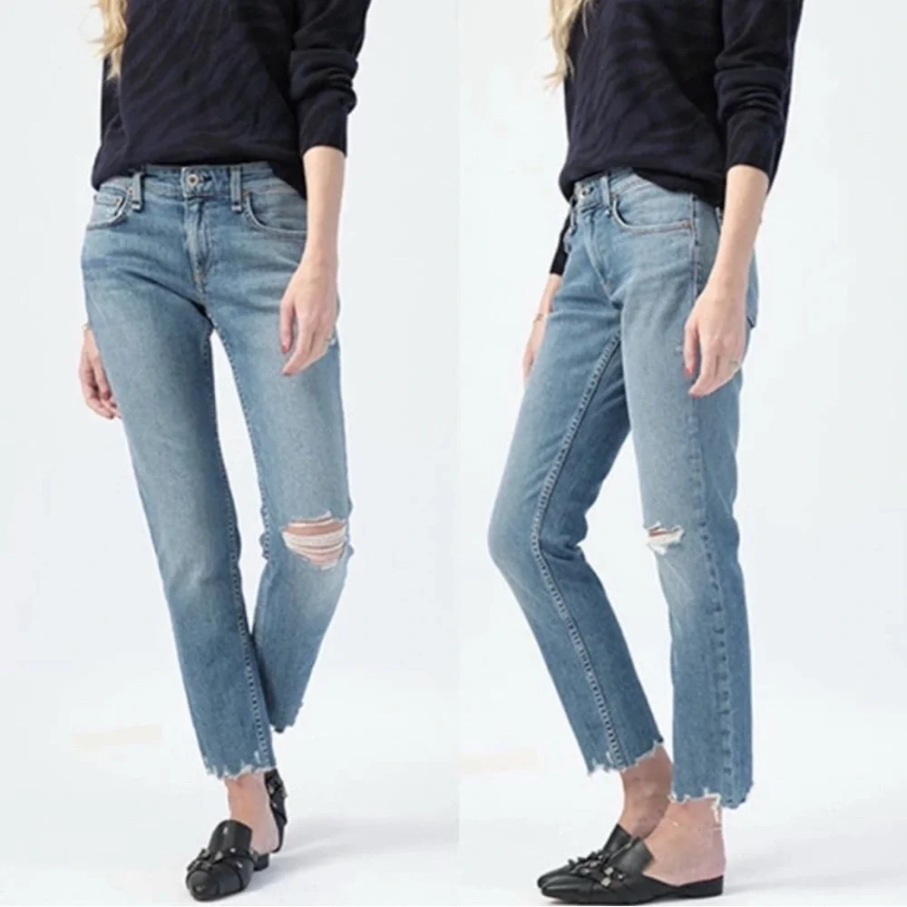 Rag & Bone Dre Lowrise Slim Boyfriend Jeans with holes - Picture 5 of 5